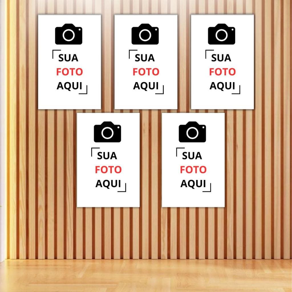 Kit 5 Quadros Quadrinhos personalizado com sua foto Decoração Quarto sala premium