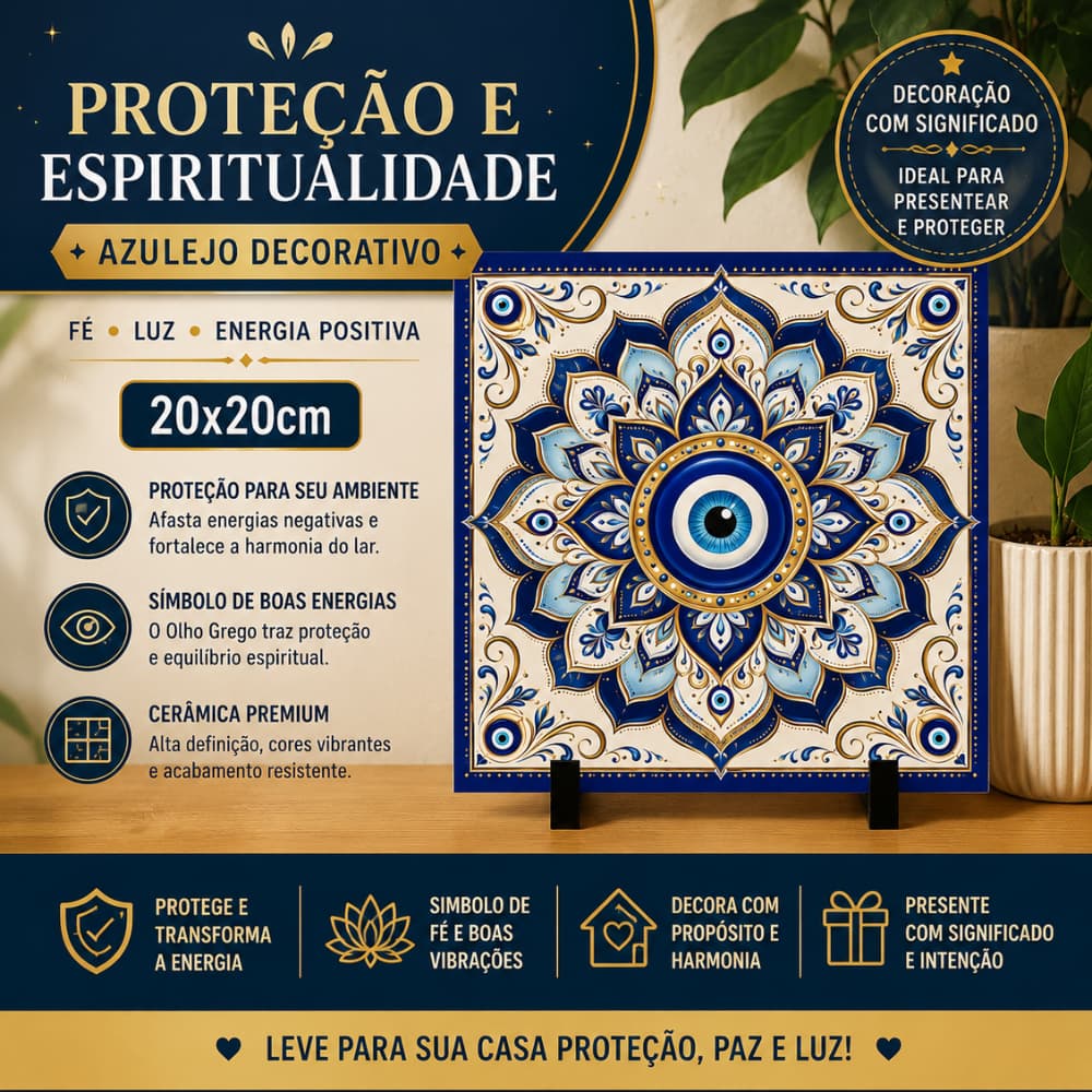 Azulejo Decorativo Proteção, Espiritualidade Ho'oponopono 20x20cm