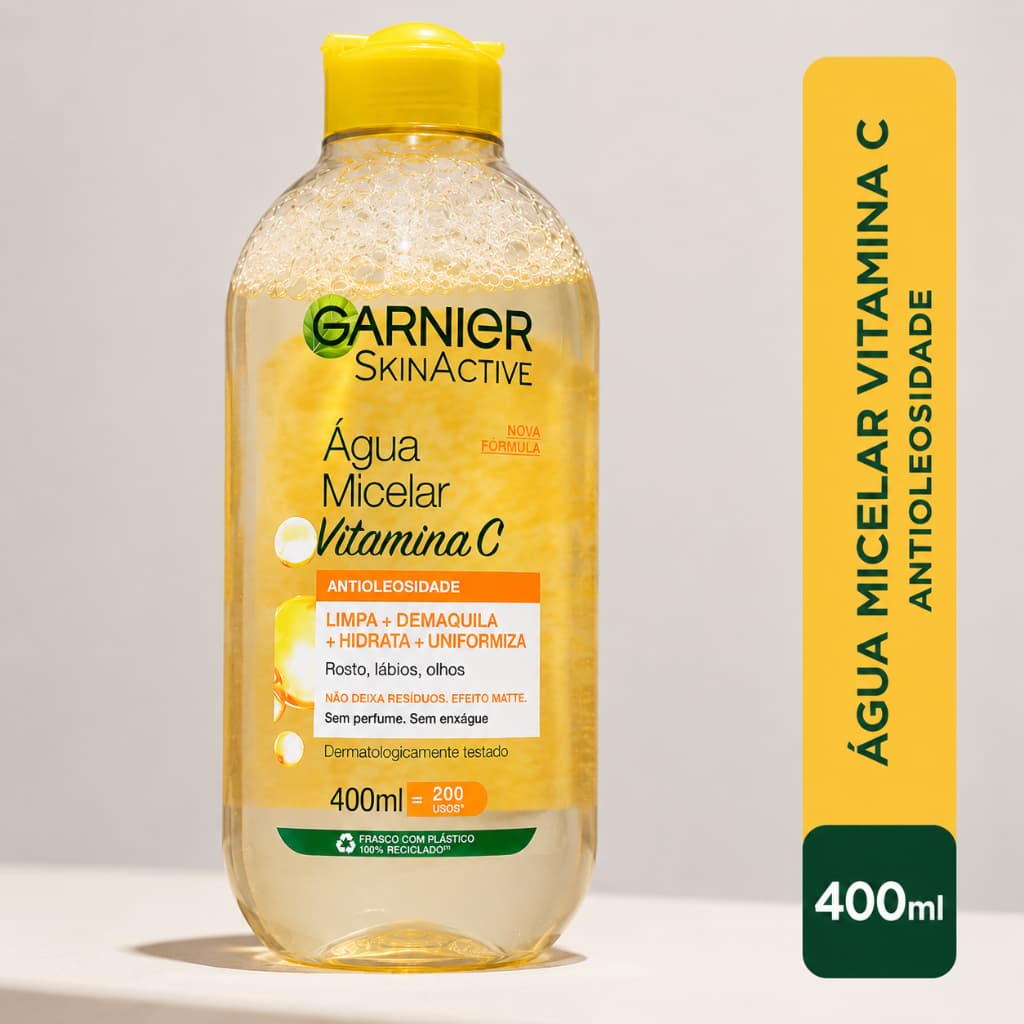 Água Micelar Garnier Vitamina C 400ml Limpa Demaquila Hidrata
