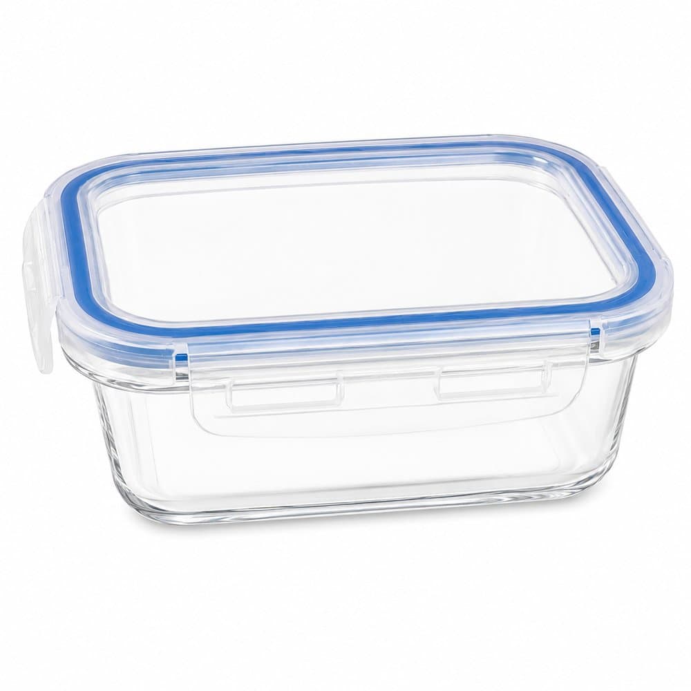 Potes 640ml Herméticos Vidro Com Tampa 4 Travas Hermética Retangular Marmita Freezer Mantimentos Refratário Forno