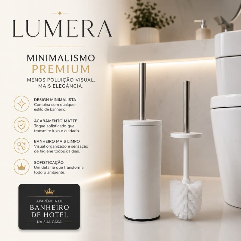 Escova Sanitária Premium Matte Com Suporte Banheiro Moderno Minimalista Luxo Lumera