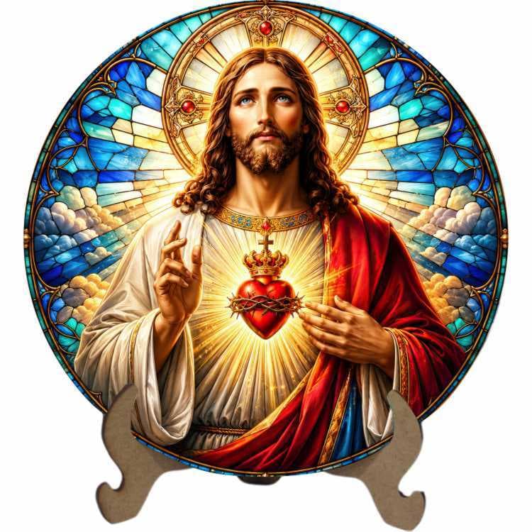 Mandala Sagrado Coração de Jesus - Arte Estilo Vitral