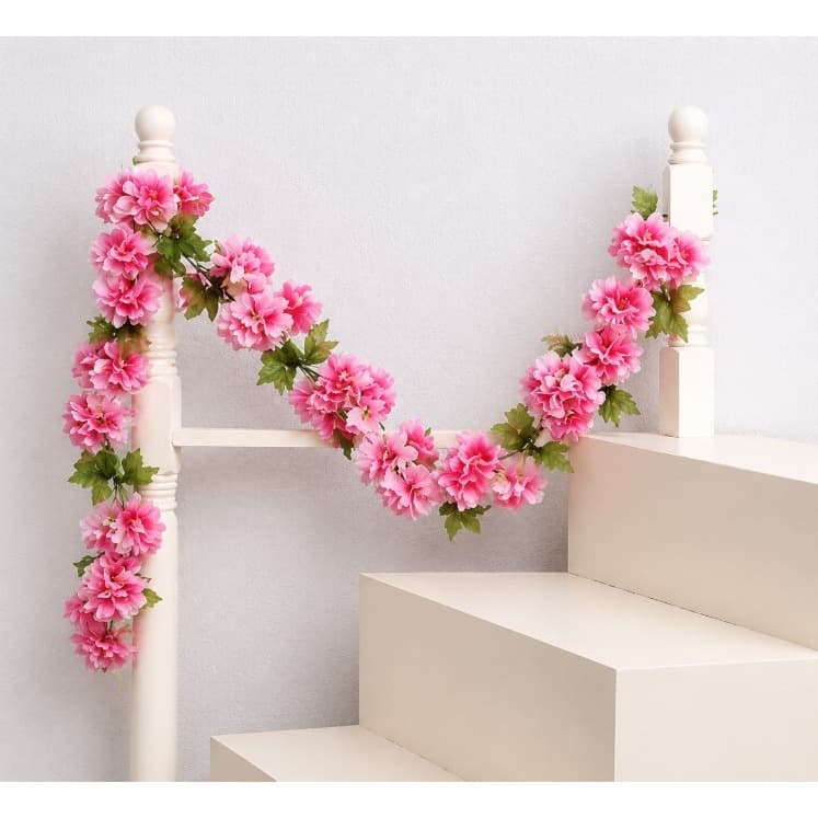 Kit 2 Folhagem Simulação 4 Metros Corrente de Flores