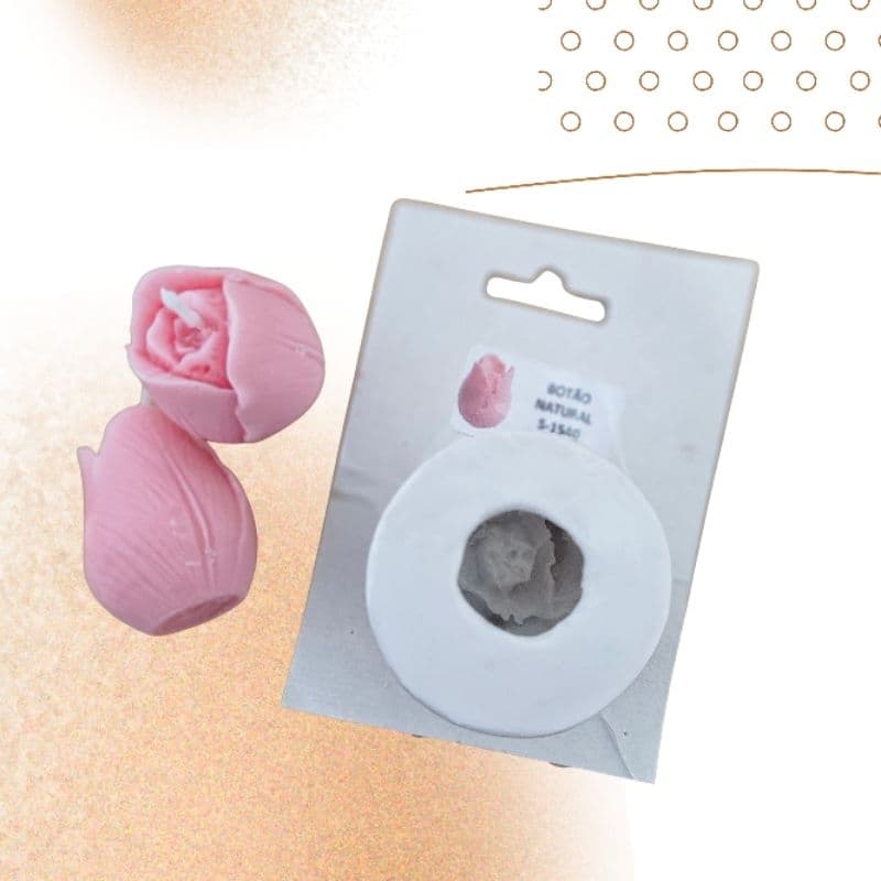 Molde de Silicone Botão de Rosa Natural Tulipa Forma Velas Sabonete Resina Gesso