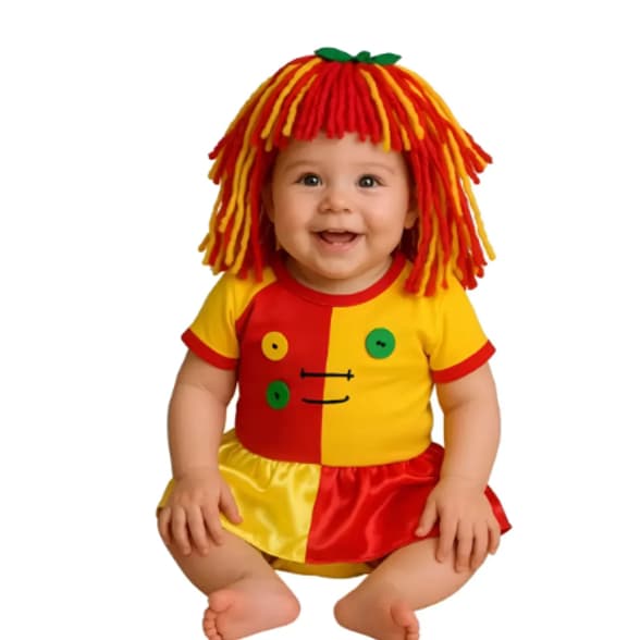 Body Bebe Mesversario Menina Fantasia Boneca Emilia