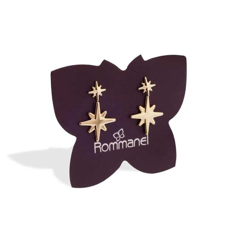 KIT BRINCO ROMMANEL ESTRELAS BANHADO A OURO 18K