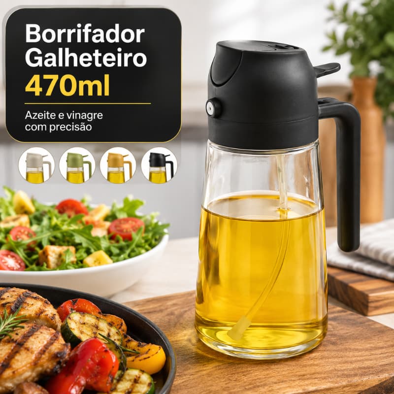 Borrifador Para Azeite e Vinagre Vidro Dosador Spray Cozinha Gourmet 470 ml