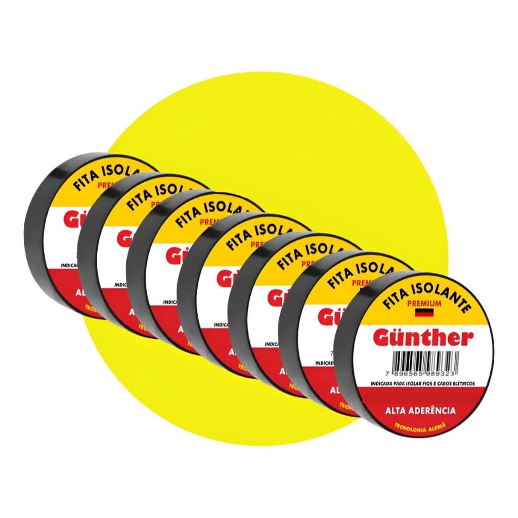 Fita isolante Gunther kit com 10 fitas de 10 metros.
