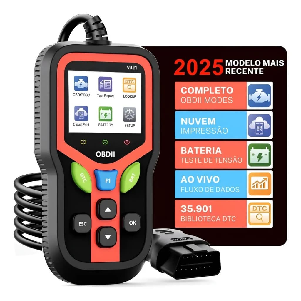Scanner Automotivo Obd2 V321 Leitor De CóDigos Em PortuguêS Ferramenta DiagnóStico Para Ler E Apagar Falhas Do Motor Tod