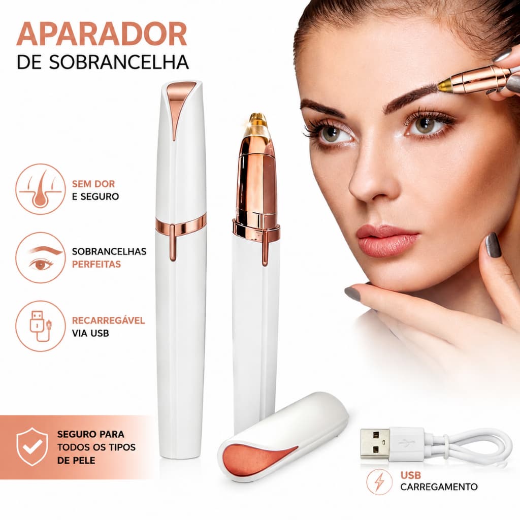 Depiladora Caneta Aparadora De Sobrancelha Rosto Portátil Elétrico Recarregável