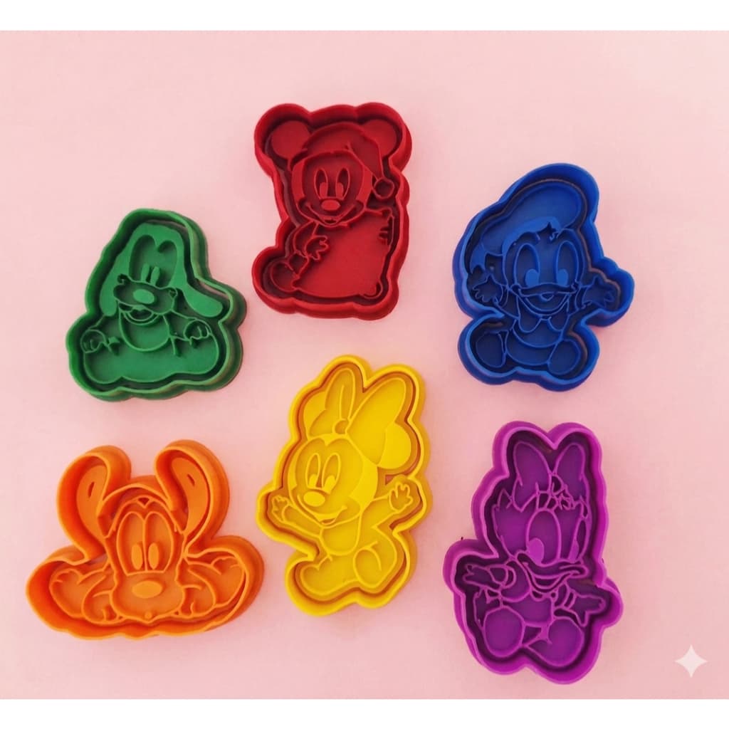 Kit 6 Cortador Marcador Disney Bebe Mickey Donald Pateta Pasta Americana