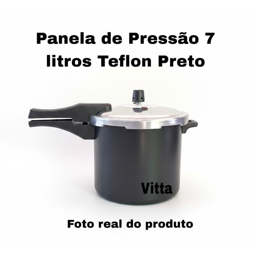 Panela de Pressão 7,0 Litros - Fechamento Externo - Preto Teflon Antiaderente