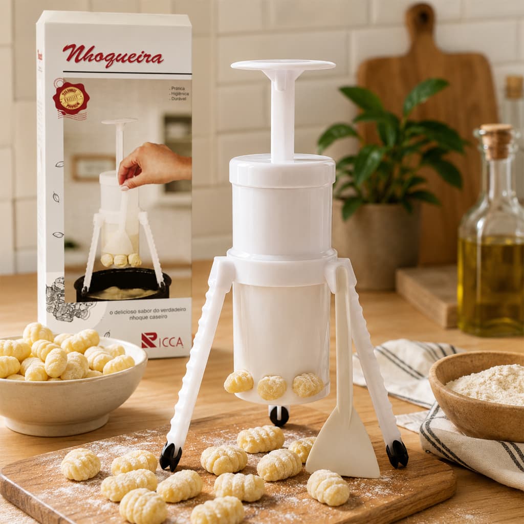 Nhoqueira Manual  De Plástico Com Tripé E Espatula Modelador De Nhoque E Brigadeiros Ricca Ud