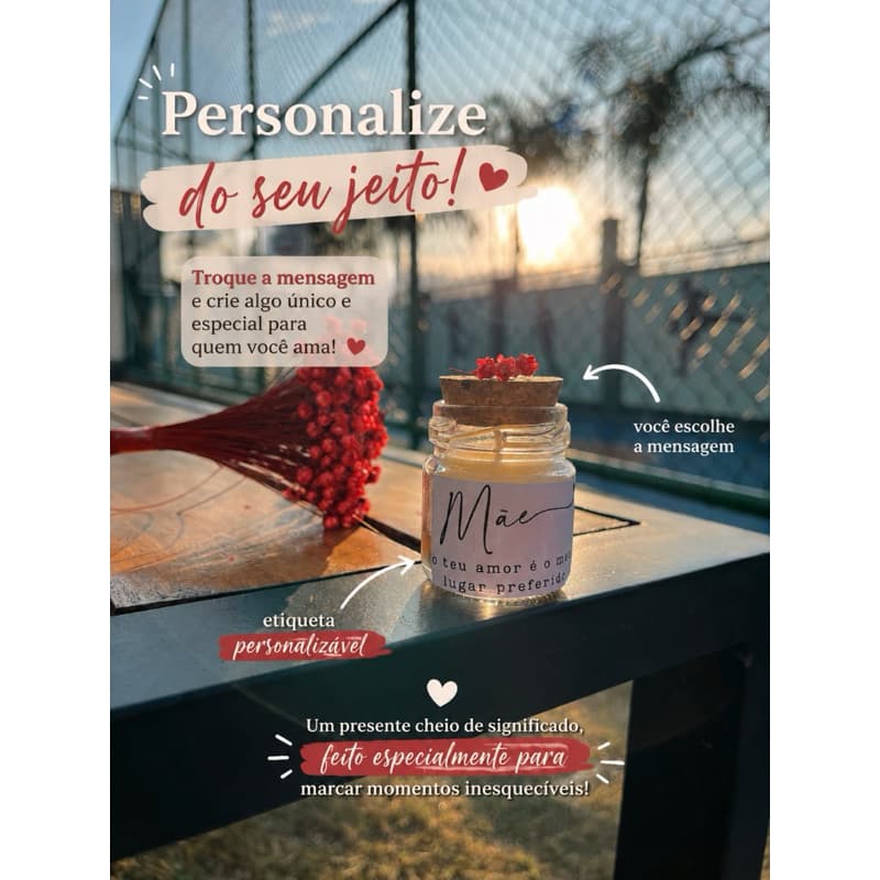 Vela Personalizada para Namorado, Mãe ou Amiga | Escolha a Mensagem | Lembrancinha