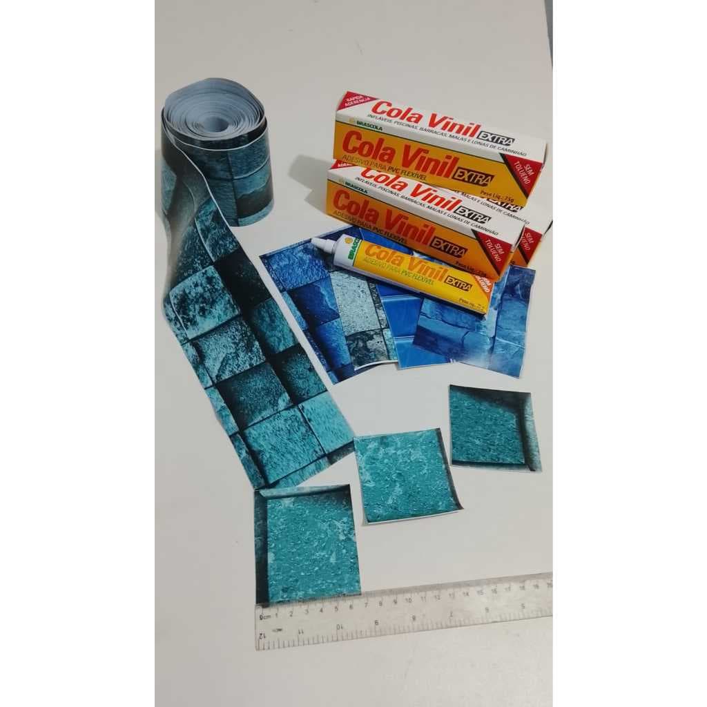 Remendo Piscina Vinil Kit Faixa Reparo + Cola 75g Alta Fixação Forte