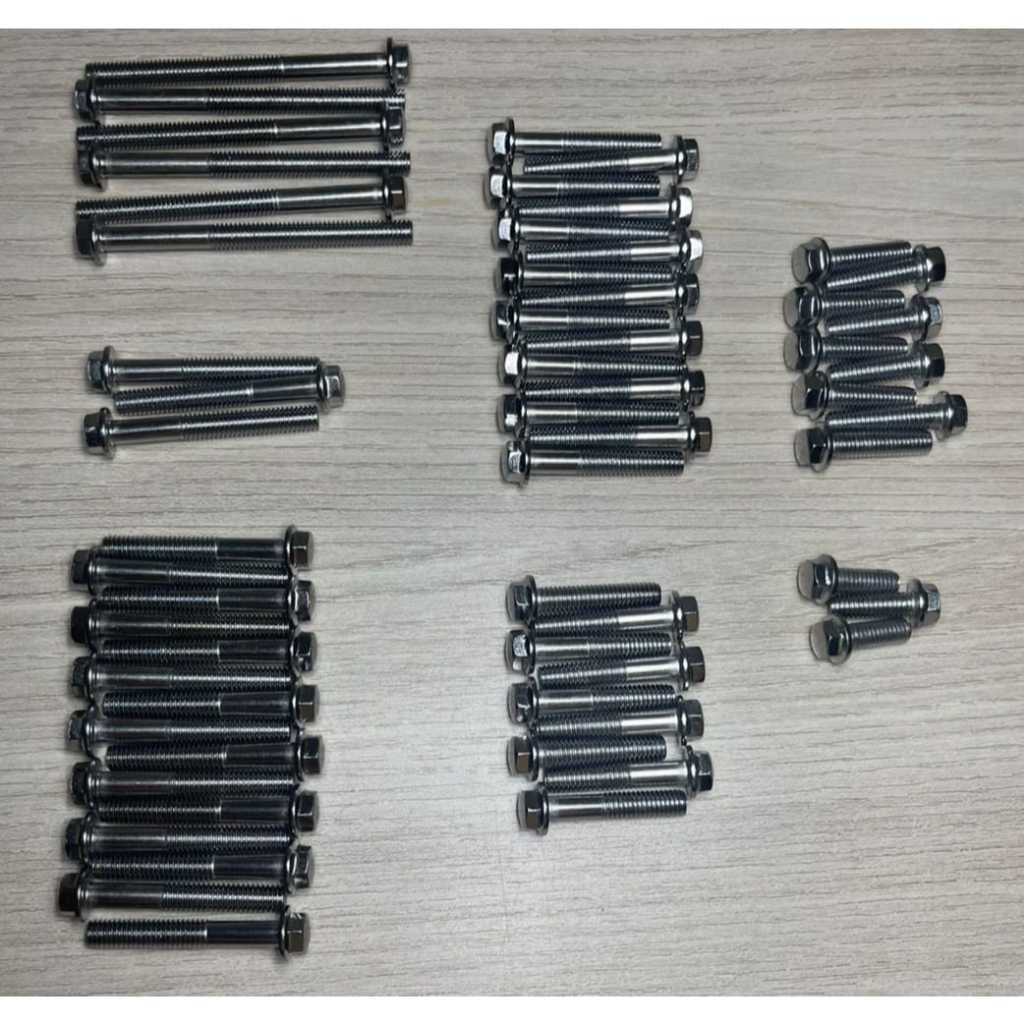 Kit PARAFUSO FLANGE KIT 60 PECAS MOTOR  MOTO HONDA CG160 TITAN FAN NXR BROS 160 CROMADO CHAVE 8