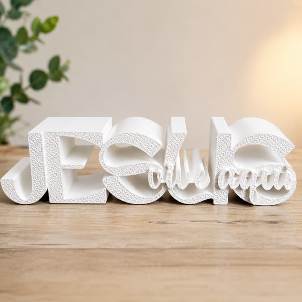 Decoração Moderna Jesus Vive Aqui Casa Sala Quarto Plastico Branco