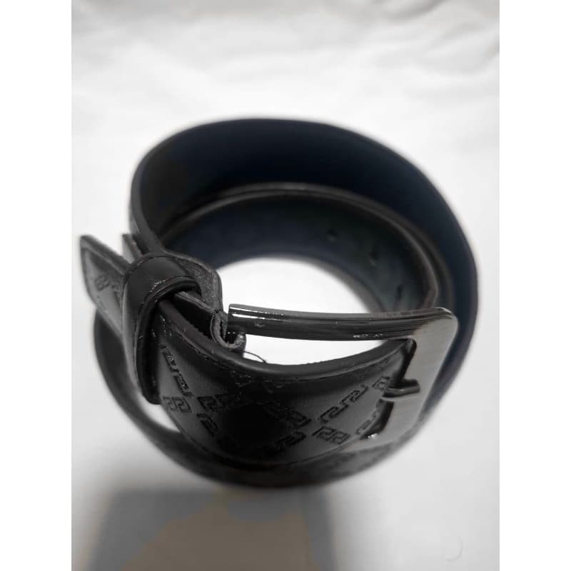Cinto de Couro Sintético Masculino Com Fivela de Aço Polido