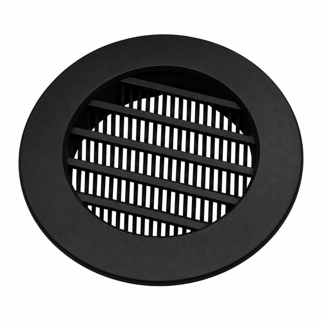 Grelha de Ventilação Redonda 100mm Preta 10cm Grade Circular Plástico Com Tela Anti Inseto Durak