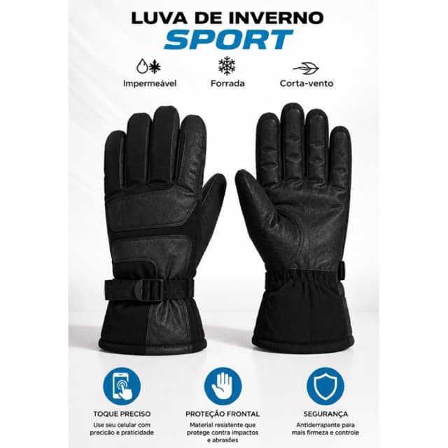 LUVA FORRADA CONTRA FRIO E VENTO PARA MOTOQUEIRO
