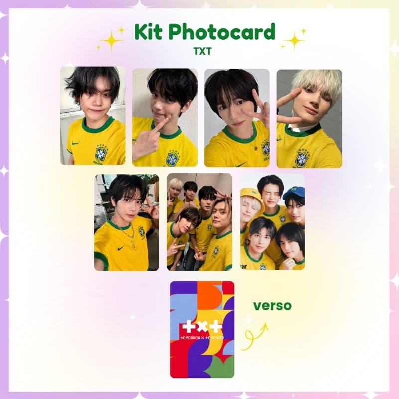 Kit 7 Photocards TXT Brasil Copa do Mundo 2026 - Photocard Fanmade fotos prontas (LEIA A DESCRIÇÃO)