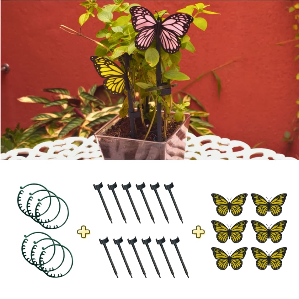 Estacas Empilháveis De Suporte Para Plantas+presilha para plantas+borboletas decorativas jardinagem