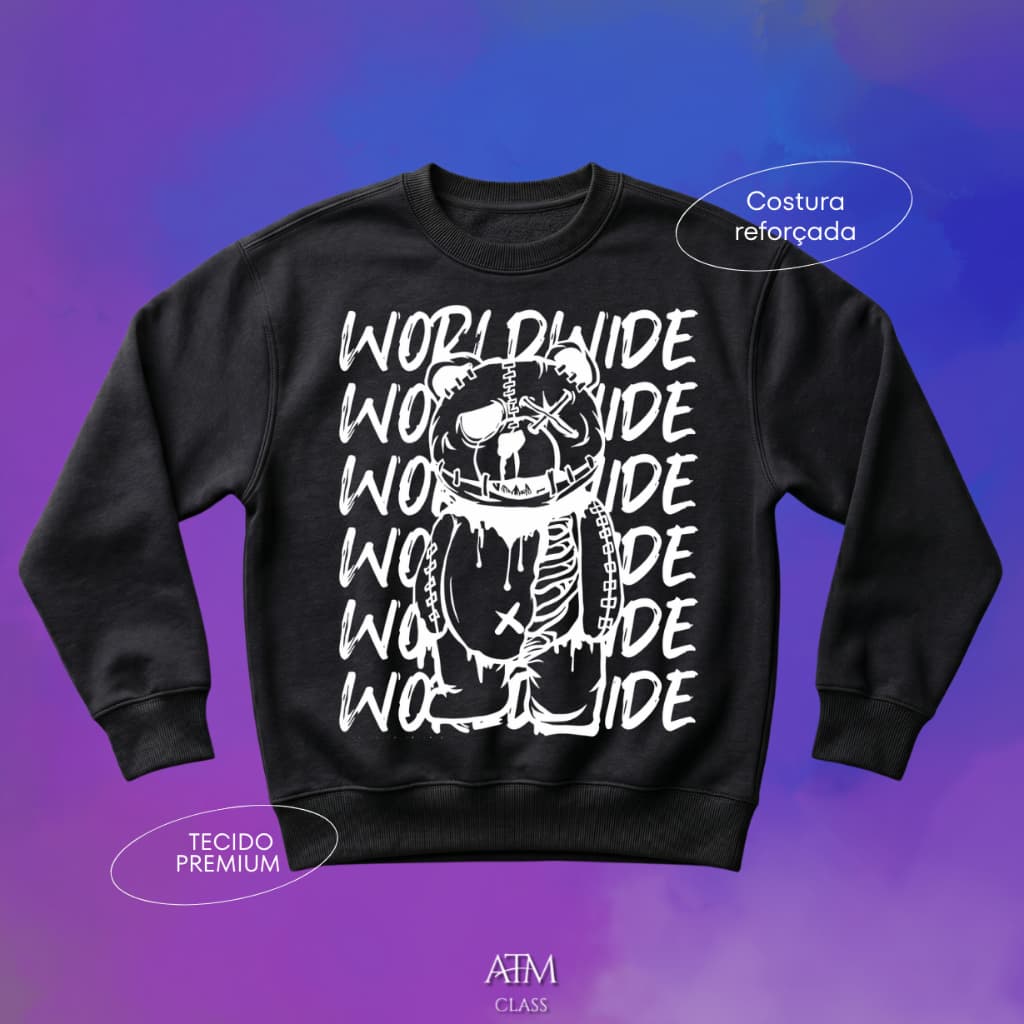 Moletom Casual urso worldwide hype street tecido premium envio Rapido