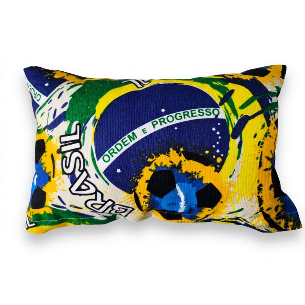 Almofada Baguete Brasil Hexa Gorgurinho Verde e Amarelo Decorativa Sala Sofá Confortável- Cheia