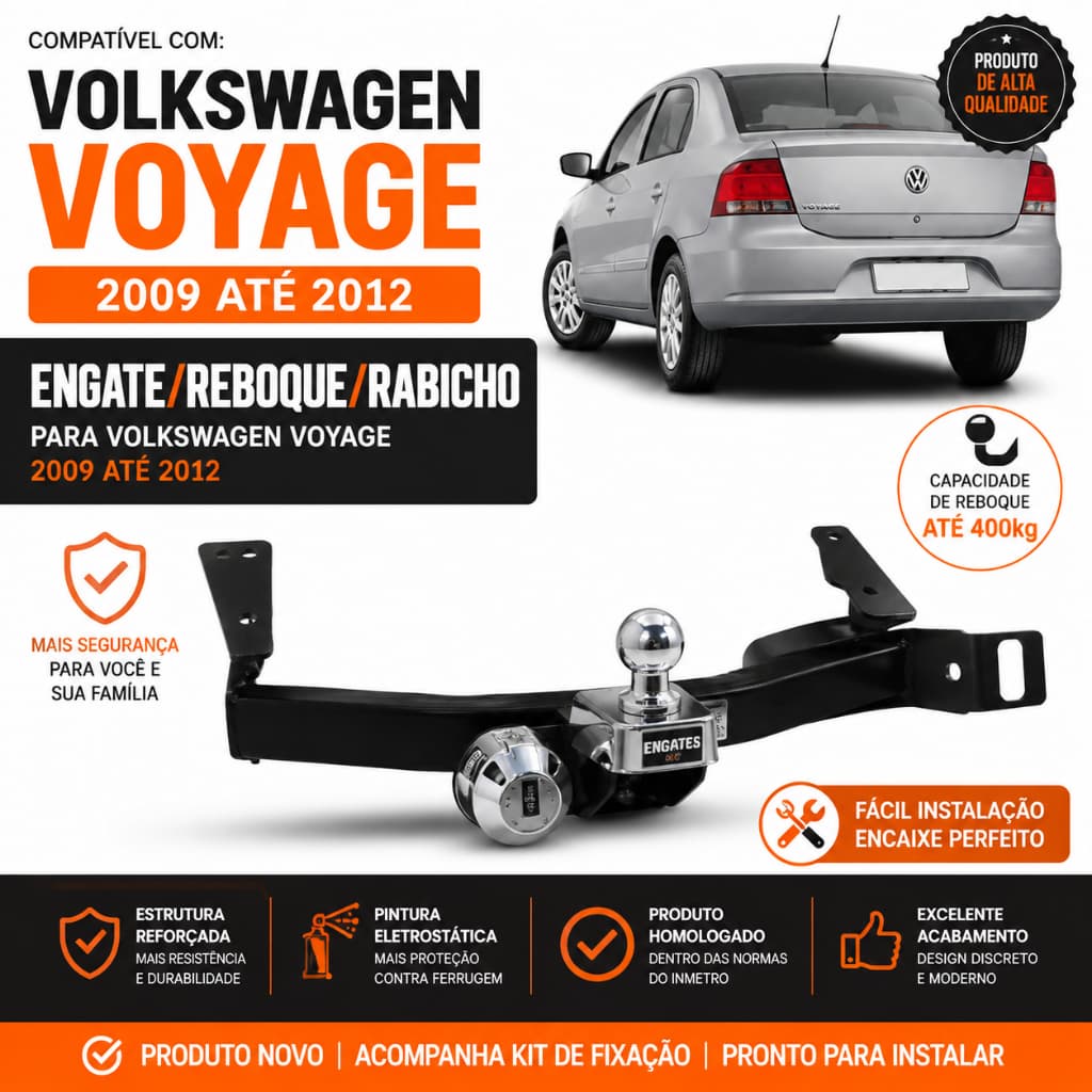 Engate/Reboque/Rabicho Para Volkswagen Voyage 2009 Até 2012