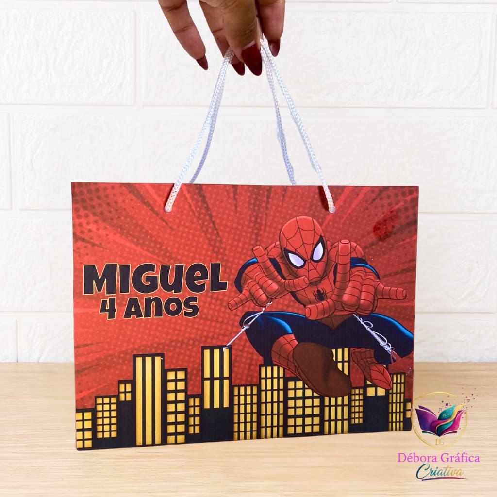 Sacolinha Personalizada Homem Aranha | Sacolinha PEGUE E MONTE | Aniversário do Homem Aranha