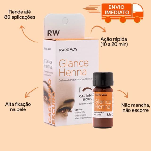 Henna Glance Mini 1,5g ou 3,5g - Para Sobrancelha Rareway 100% Natural Escolha a Cor