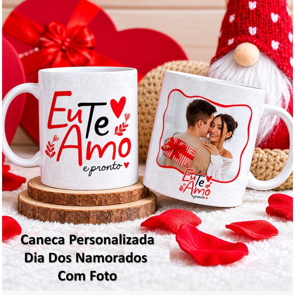 Caneca Personalizada Porcelana Cerâmica Com Foto Dia Dos Namorados Namoro ILove You Casamento Amor