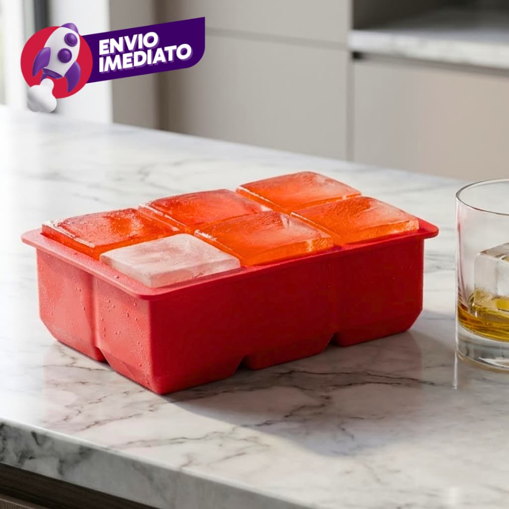 Kit Forma Silicone Gelo Grande 6 Cubos Flexível Maleável Drink Whisky Chocolate Gelatina