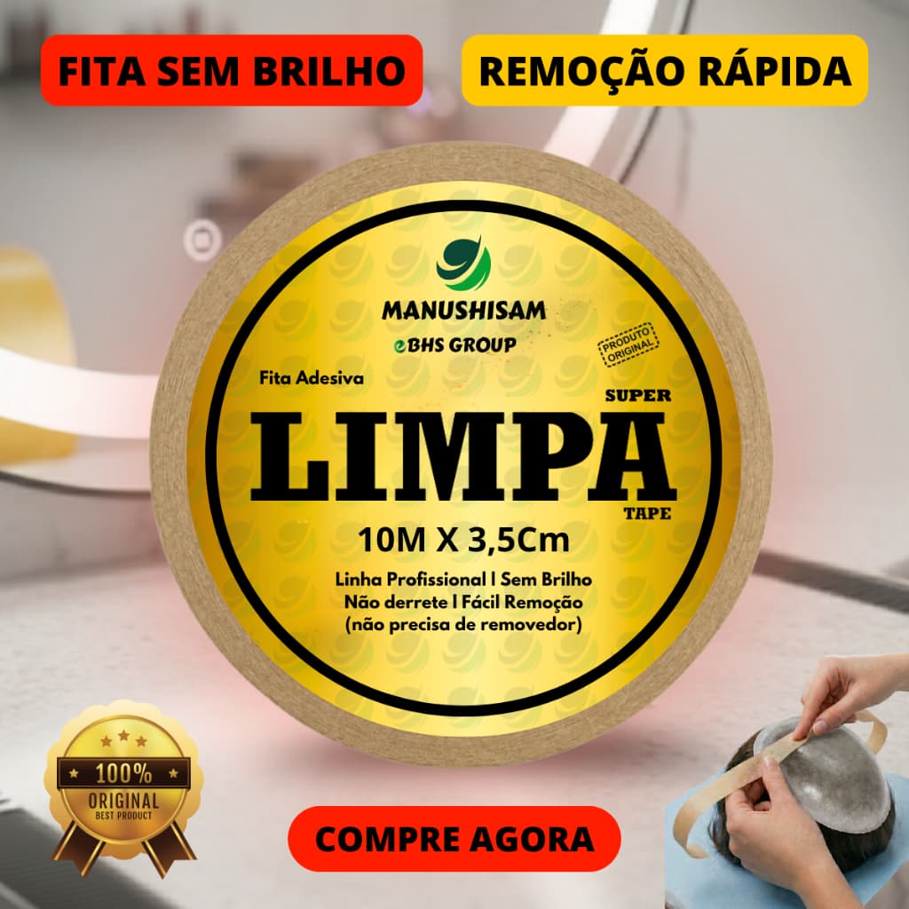 Fita Dupla Face Limpa Tape Super Para Próteses Capilares E Perucas 10m X 3,5cm Não Derrete