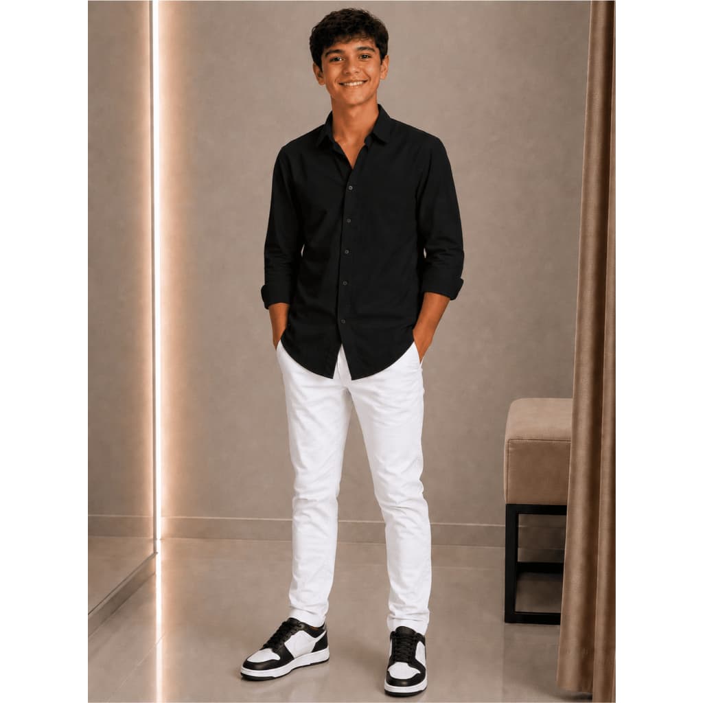 Camisa Modelo Slim Social Infantil Menino Juvenil Manga Longa