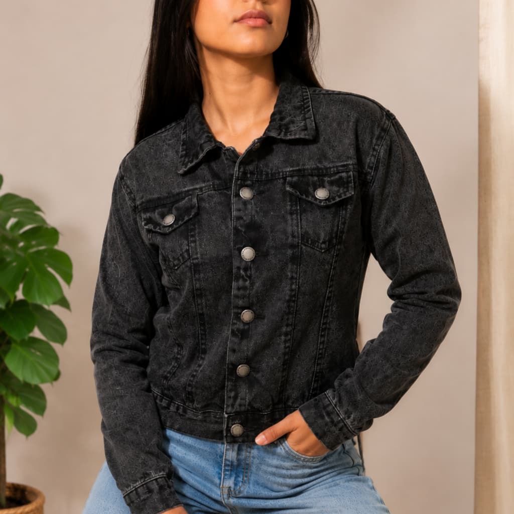Jaqueta preto vintage, jaqueta feminina jeans preta tradicional
