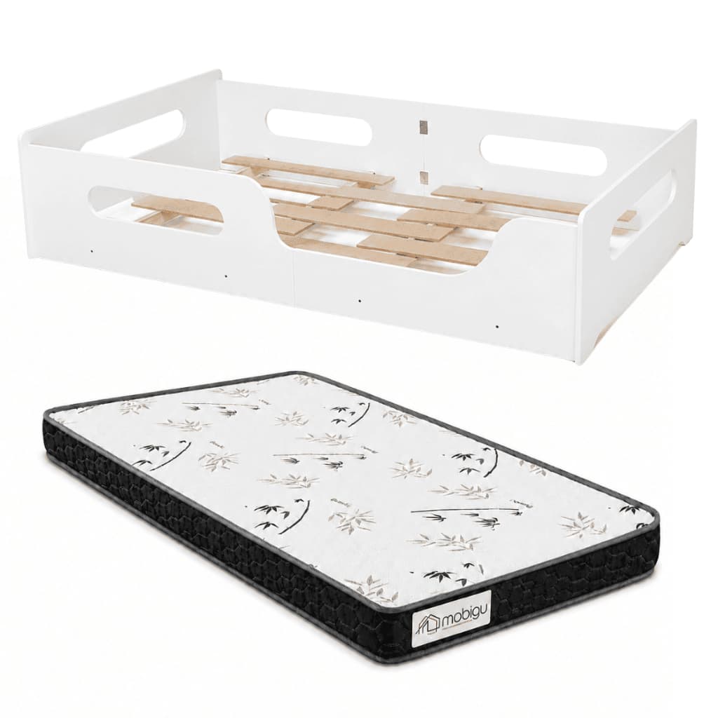 Montessori Cama Solteiro Infantil Para Colchão 88x188cm 100% MDF Com Grade De Proteção