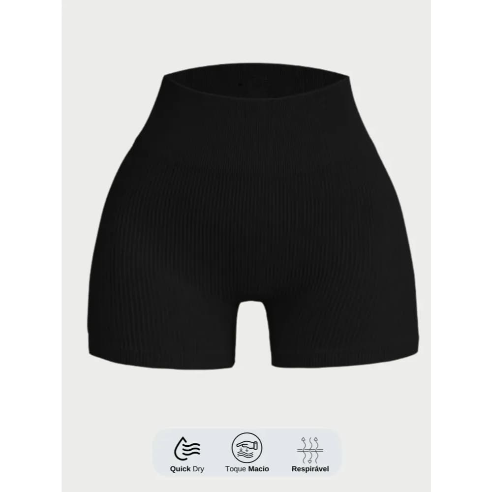 Shorts Confort Feminino alta compressão canelado