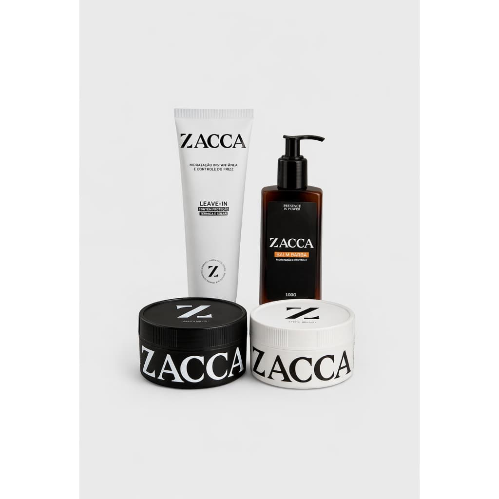 Kit Cera Modeladora Balm e Leave In Cabelo E Barba Essencial - Zacca