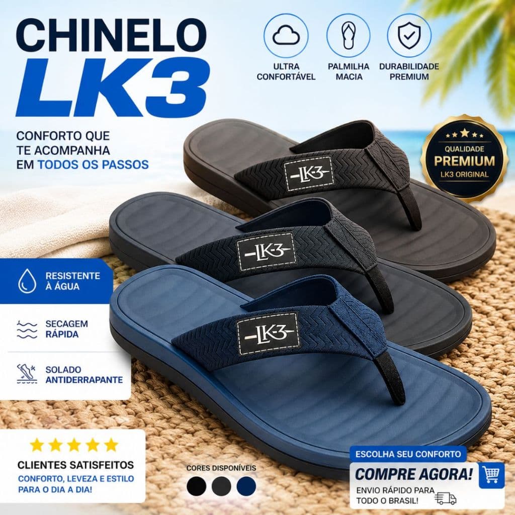 Chinelo Masculino Conforto Extremo Não Machuca Antiderrapante Leve Dia a Dia