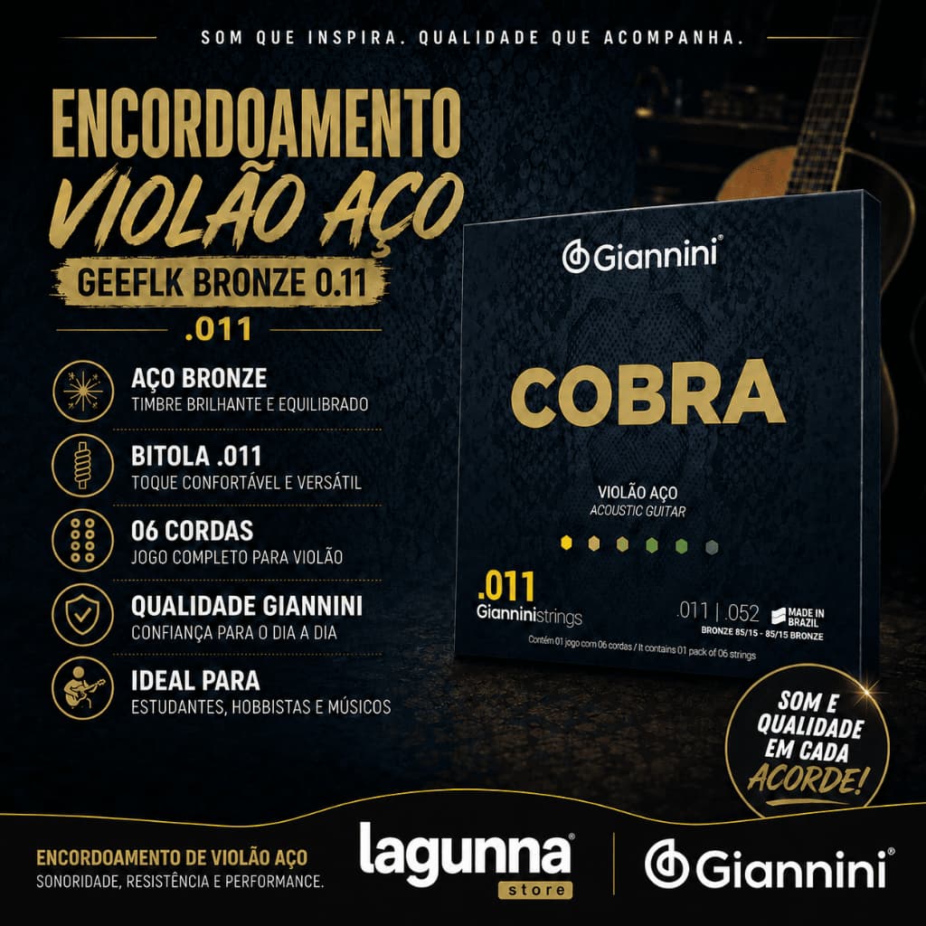 Encordoamento Violão Aço Bronze 85/15 Giannini GEEFLK .011 Light