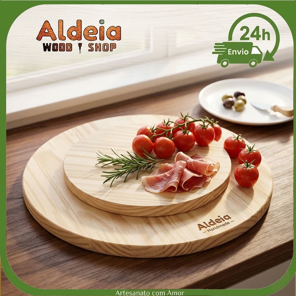 Tábua de madeira redonda mesa posta madeira Pinus decoração Bandeja decoração cozinha