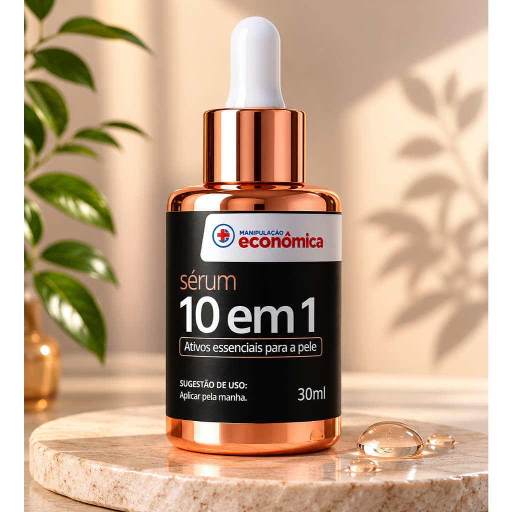 Sérum  Facial 10 Em 1 Antioxidante Rejuvenescedor Antienvelhecimento e Antirrugas - 30ml