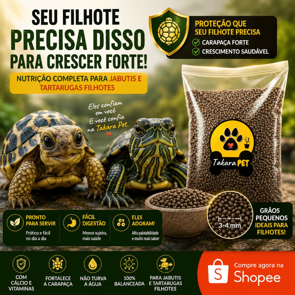 Ração para Tartaruga Aquática Filhote Jabuti e Tigre D'Água 1kg Nutrição Completa para Répteis Alta Palatabilidade