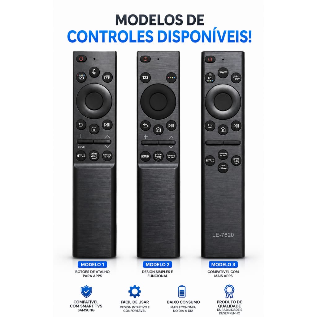 Controle Remoto Compatível Samsung Smart TV 4K Crystal UHD Com Voz