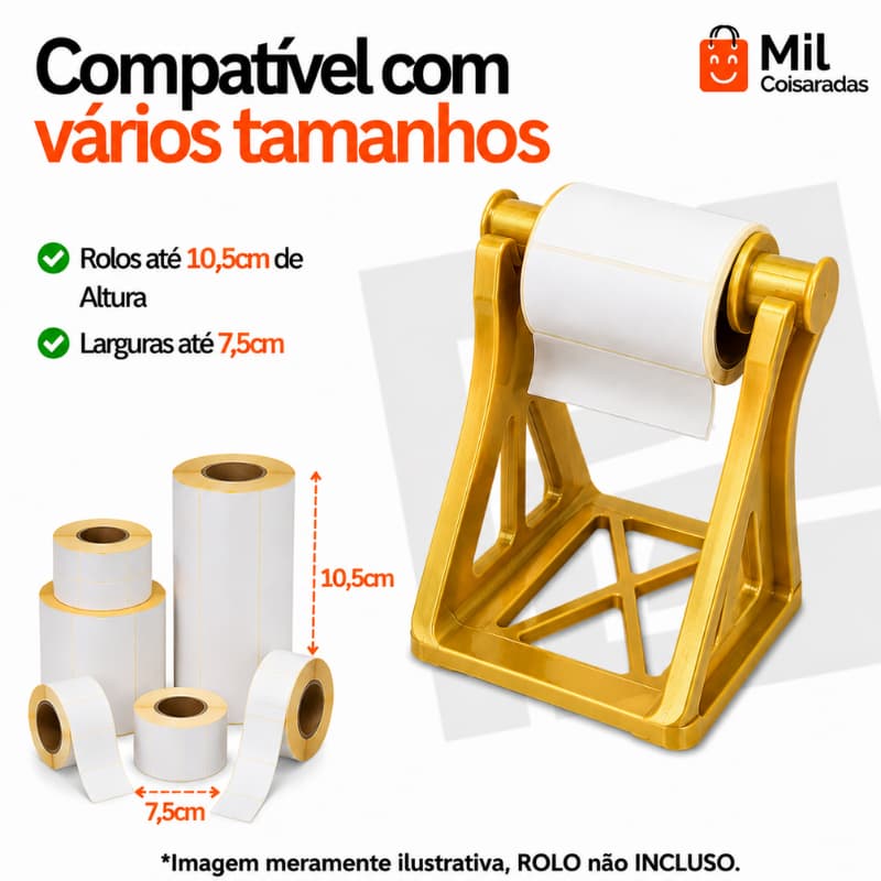 Suporte Etiqueta Térmica de Rolo Compatível com Etiquetas Full Largura até 5,00 cm