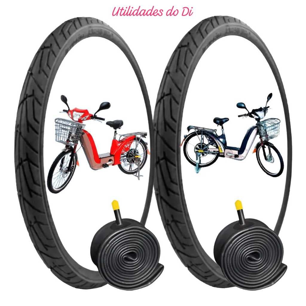 par Pneus24x1.95 Bicicleta Elétrica Sousa Aro 24 Levorin + 2 Câmaras