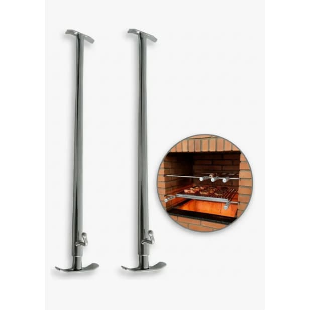 Suporte Para Churrasqueira 2 Apoio P/ Grelha E Espeto