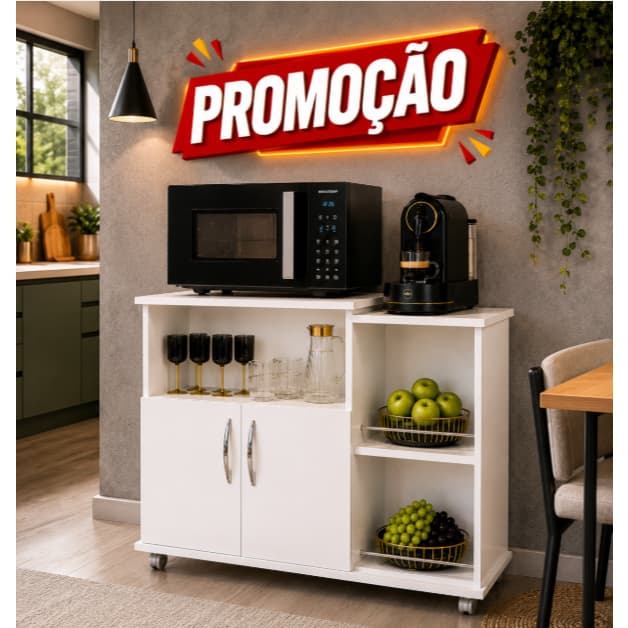Armário Fruteira Multiuso Luxo p/ Microondas e Galão - Envio Rápido - S&S Home Decor