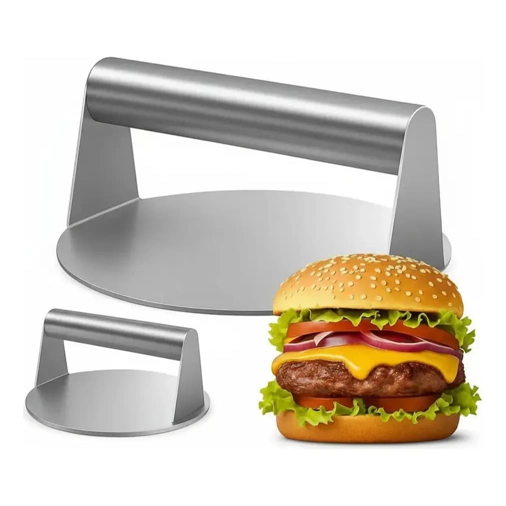 Prensa Smash Burger Aço Inox Prensador Profissional Hambúrguer Chapa Artesanal Amassador De Carne